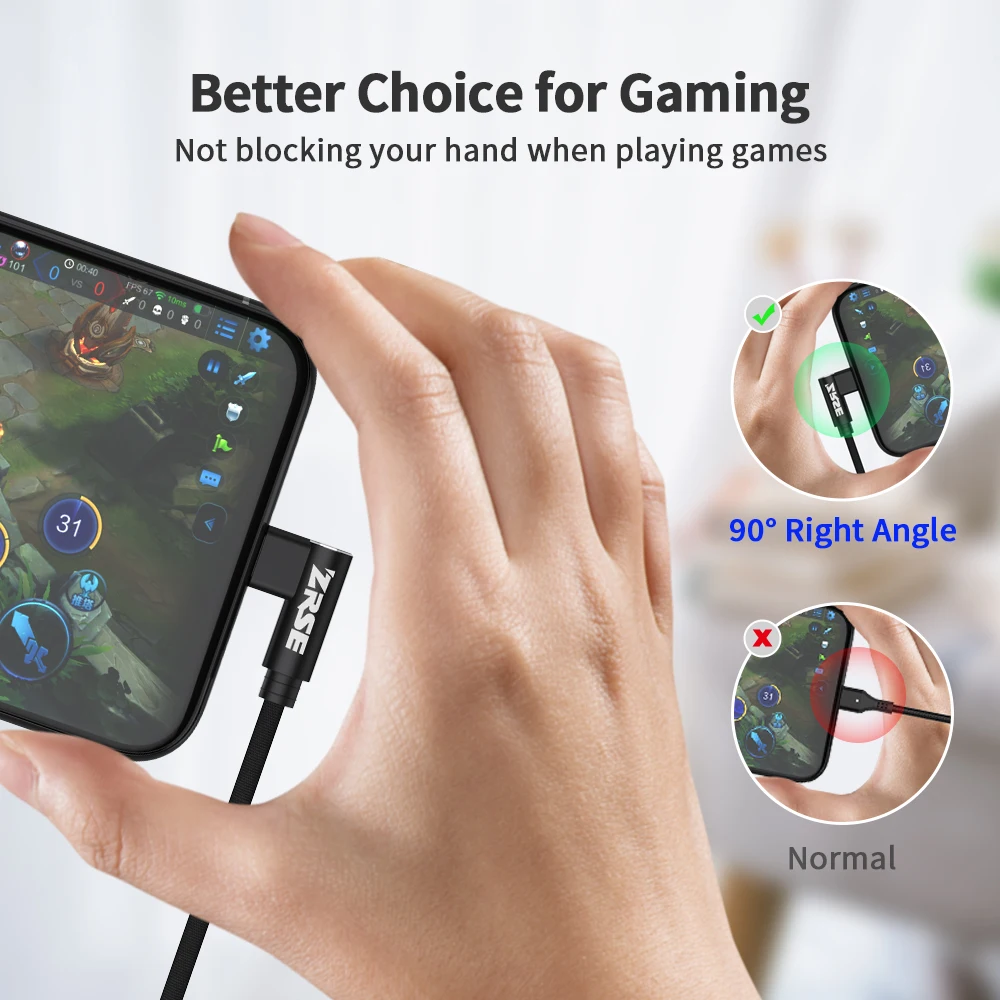 ZRSE Micro Usb Cable For Samsung S7 Huawei Xiaomi Redmi 2M 3M Fast Charging Data Sync USB Cable 90 Degree Elbow Charger Cord