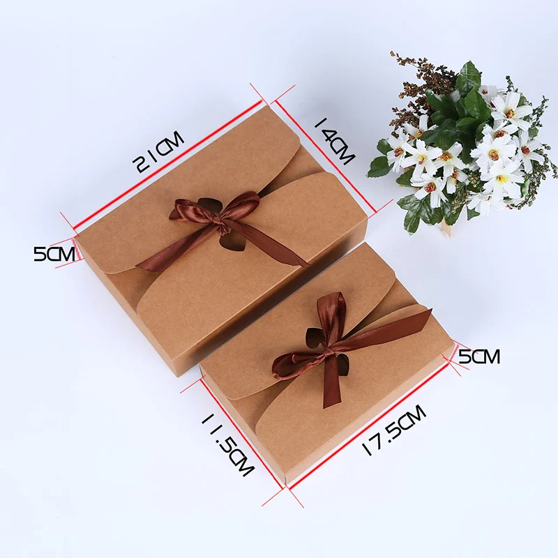 Крафт-бумажные коробки упаковка с лентой DIY Свадьба День рождения Рождество Вечеринка Подарочная коробка Винтаж Ретро украшение мешок NMR0459