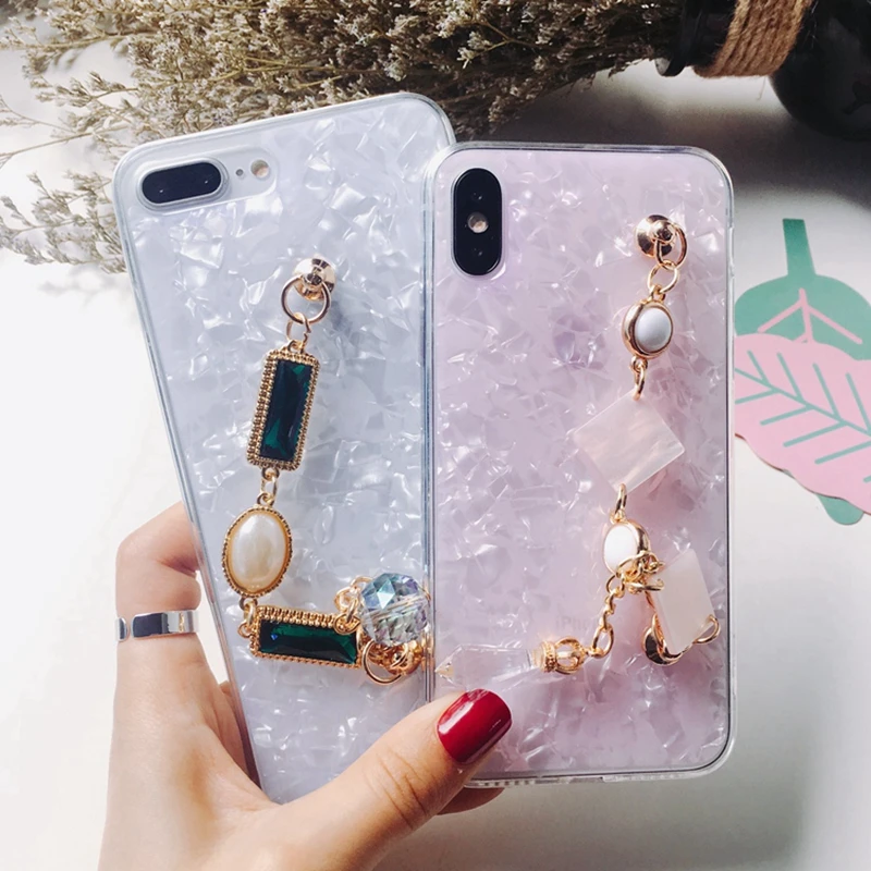 Модный Блестящий милый мягкий чехол с бриллиантовыми браслетами для iphone 5 5s 6 6s 7 8
