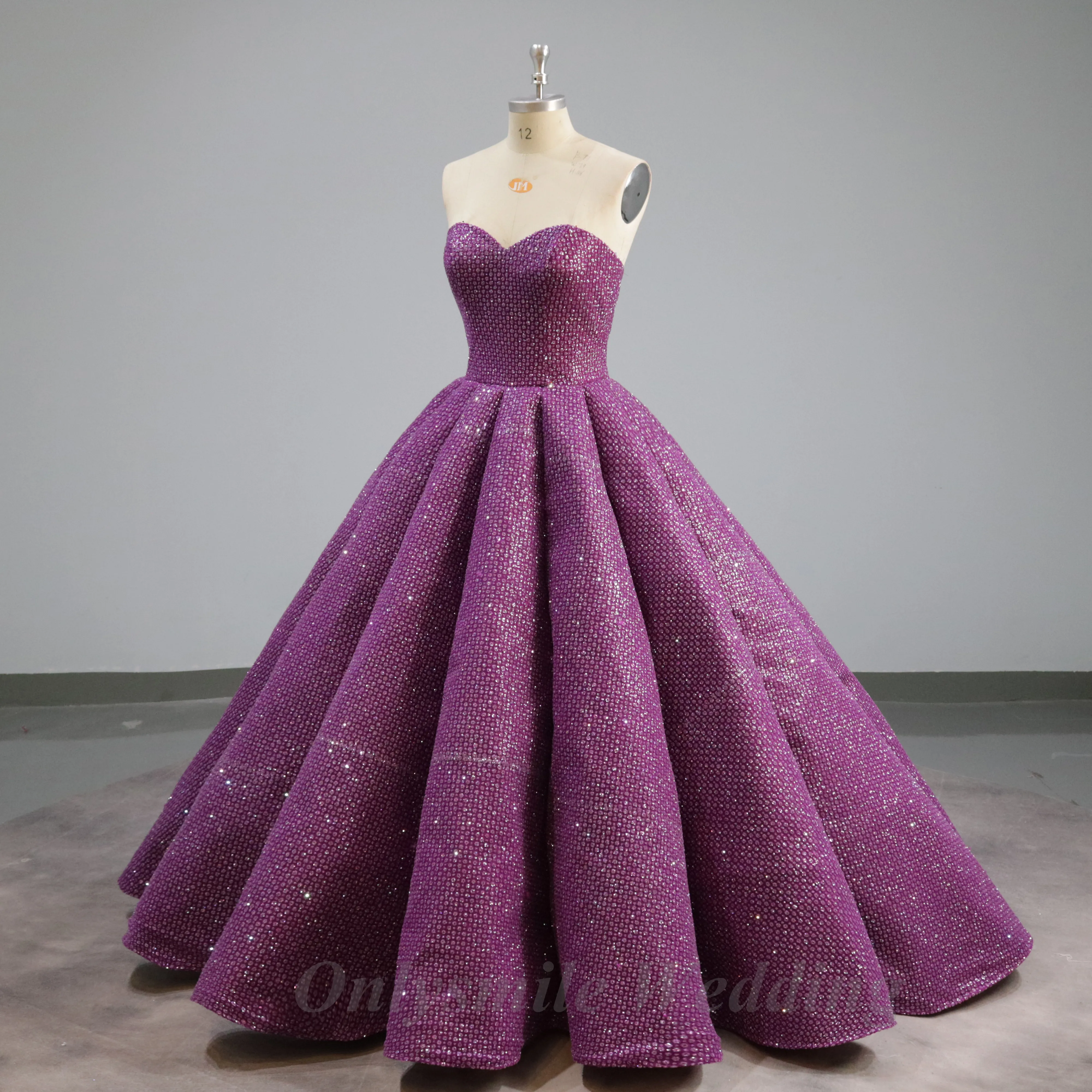 Onlysmile unique women occasion Sweetheart ball Gown Prom Dresses sparkly curve shape Real Photo Sequined High-end Party Gowns