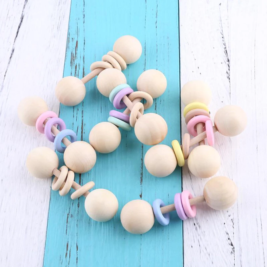 Комплект из 2 предметов деревянные погремушки игрушки для младенцев без