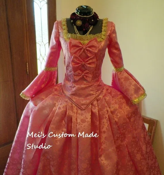Французский розовый маскарадный бальный костюм Mardi Gras Panniers на заказ|dress gown|marie