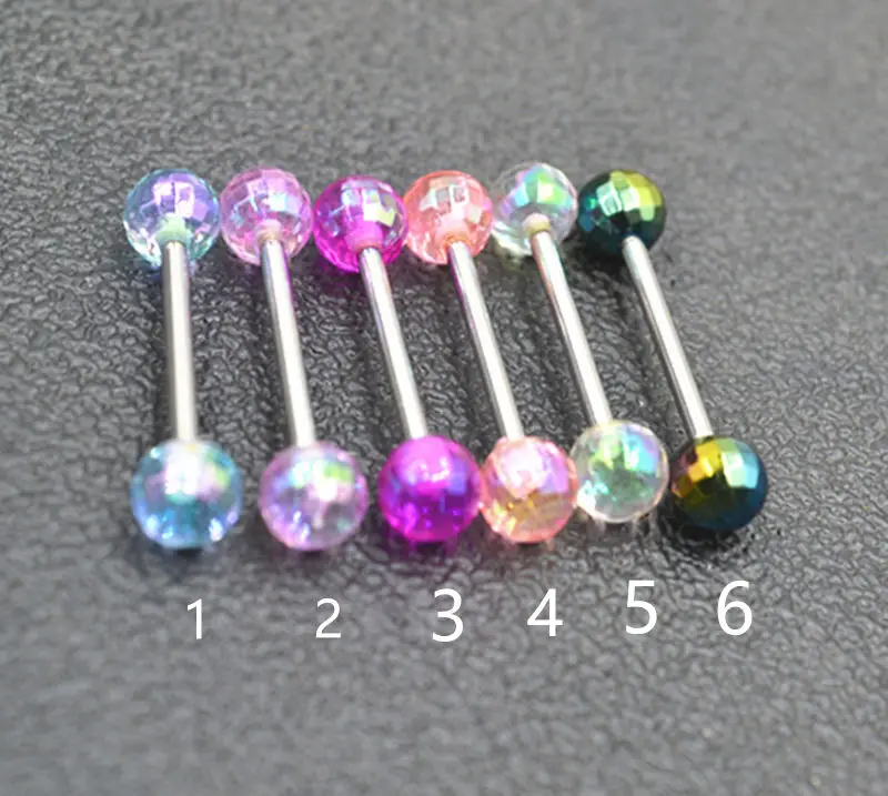 LOT50pcs хирургическая сталь новый язык кольцо Бар сосков колокольчики пирсинг тела