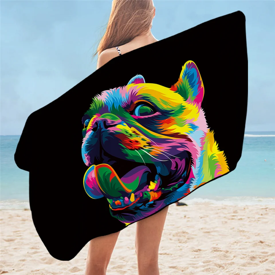 

Fast & Focused Cheetah by Weer Beach Towel Leopard Elephant Bulldog Bath Towel for Adult Colorful Wild Animal Rectangle Yoga Mat