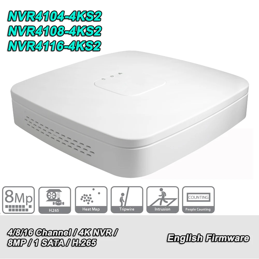 Английский DH NVR4104-4KS2 NVR4108-4KS2 NVR4116-4KS2 4/8/16 Ch Смарт 1U 4K H.265 NVR Сетевой Видео Регистраторы с логотипом