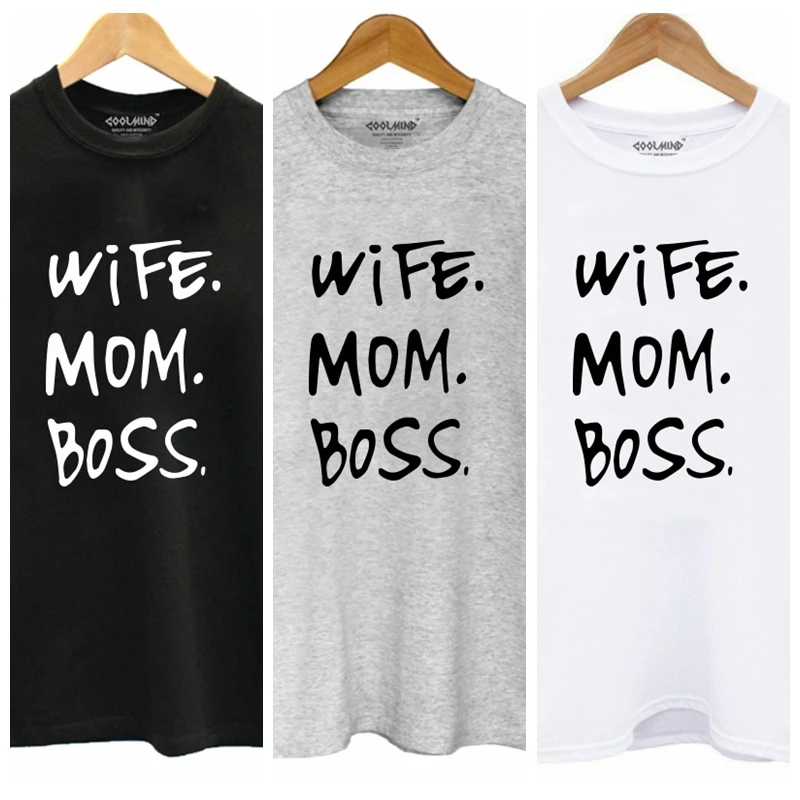 Zilinglan WR0711B Высокое качество 100% хлопок домашнее принт &quotmom boss&quot футболка для