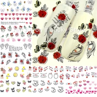 12 sheets beauty water transfer nail art stickers decals manicure nails decoration supplies tools heart design 325336