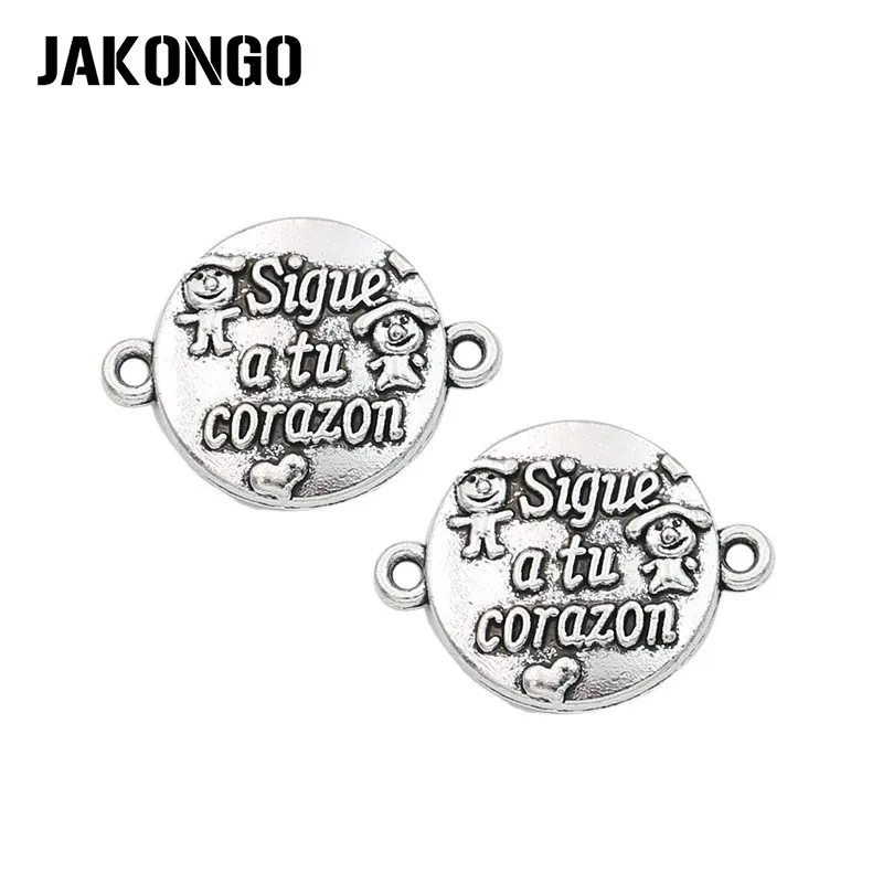 

Античные посеребренные разъемы sigue a tu carazon подходят для ювелирных изделий, изготовление браслетов фурнитура аксессуары ручной работы DIY ...