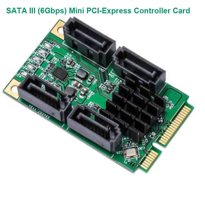 4 порта SATA III 6G Mini PCIE PCI e Marvel 88SE9215 Карта контроллера 3 0 mini Express карта адаптера
