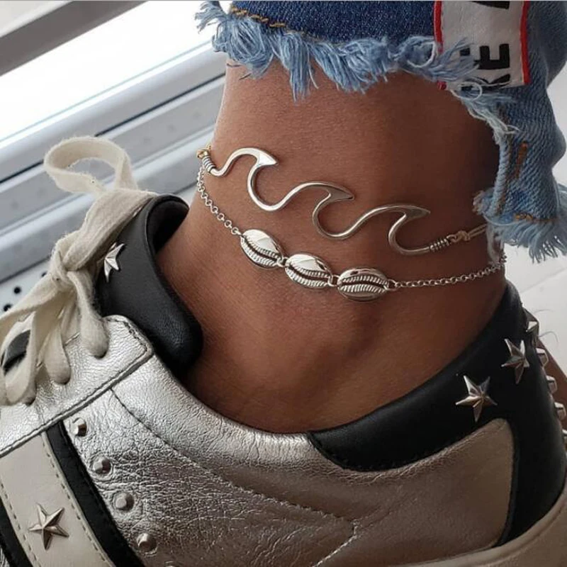 Exknl Boho пляж волна оболочки набор ножных браслетов для женщин браслеты ножной браслет ноги богемные браслет на ногу океан Лето ювелирные изделия подарок