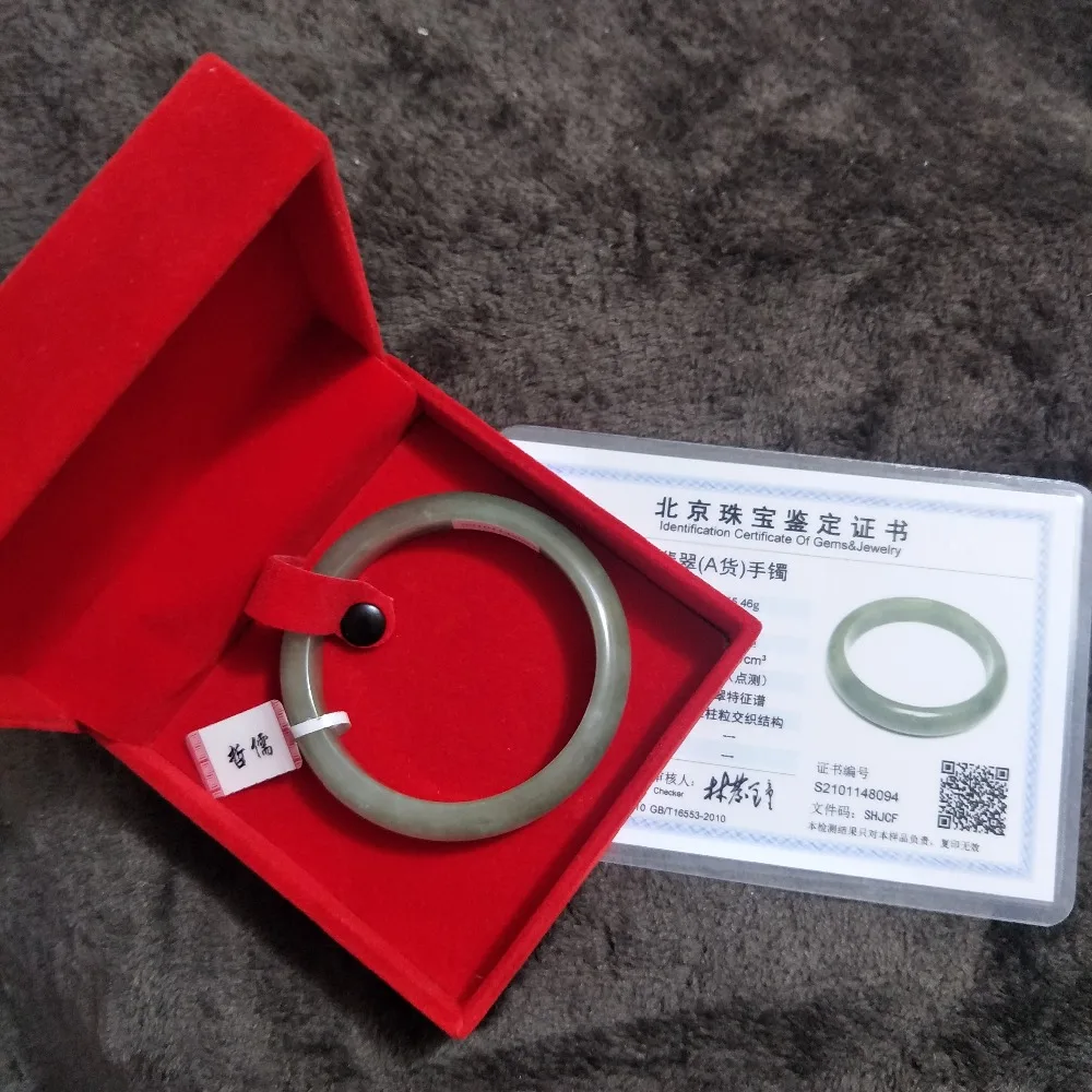 

Zheru Jewelry Pure Natural Jadeite Bracelet Natural Elegant Green 54-62mm Female Gift A Class A National Certificate