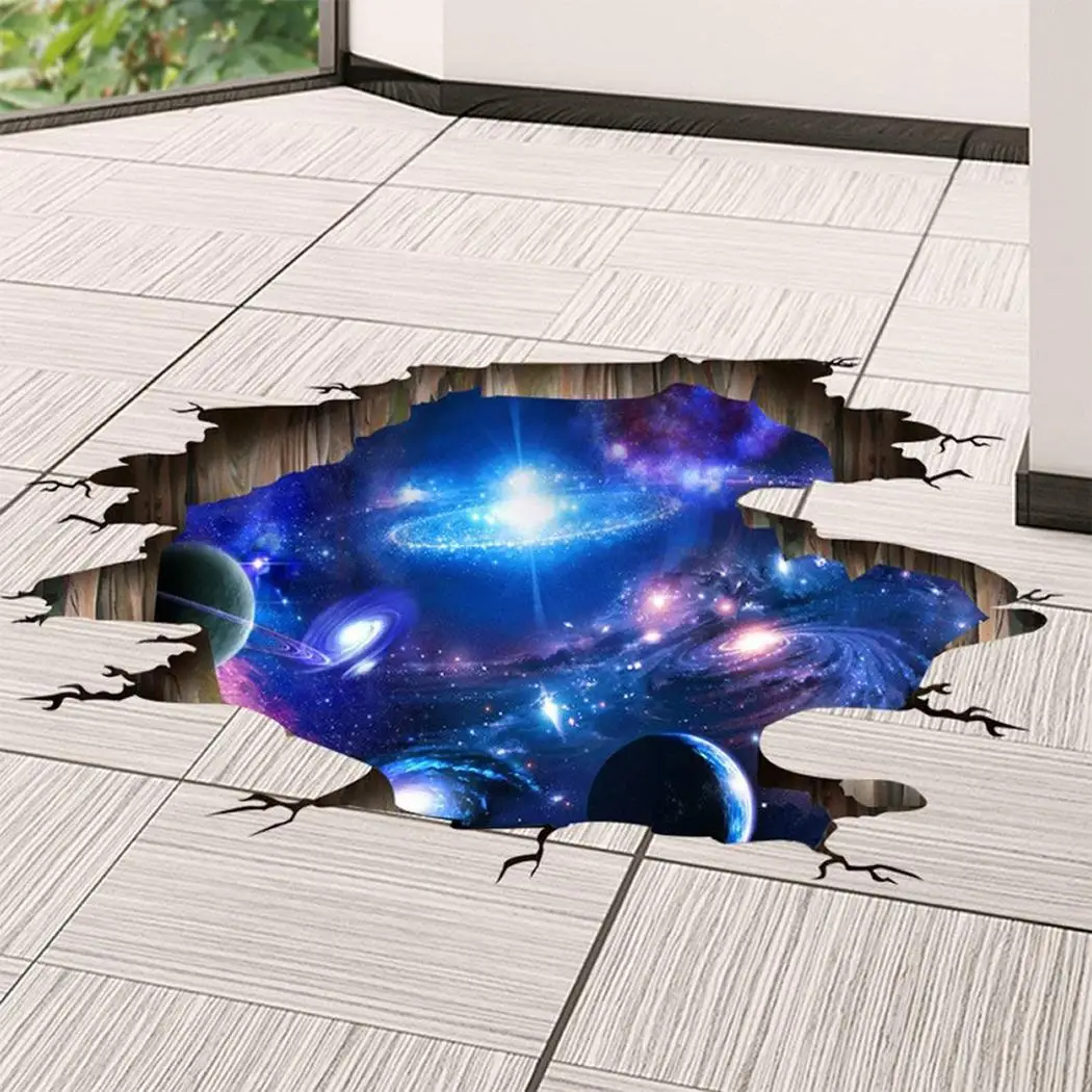 Напольная Наклейка на стену 3D съемные наклейки обои для комнаты украшение дома звездное небо