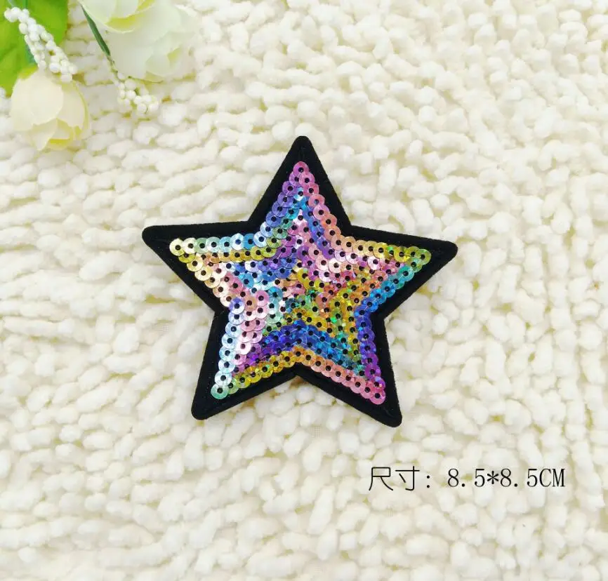 5pcs Sequins five-pointed star cloth stickers clothing shoes and hats accessories sequins embroidered stars embroidery | Дом и сад