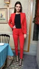 Красный женский деловой костюм, брючный костюм, костюмы для женщин, офисные костюмы, деловые комплекты одежды для работы, элегантные брюки