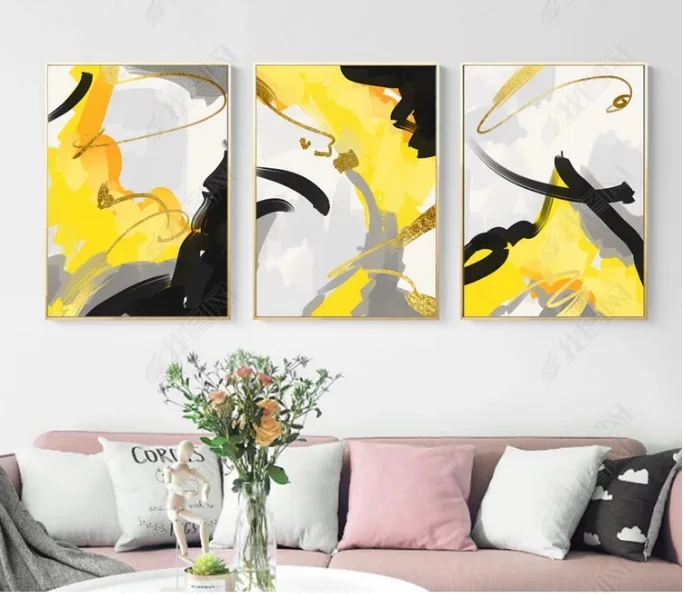 Modern Simple Abstract Golden Lines Canvas Print Modular Wall Paintings For Living Room Art Home Decor No Framed | Дом и сад