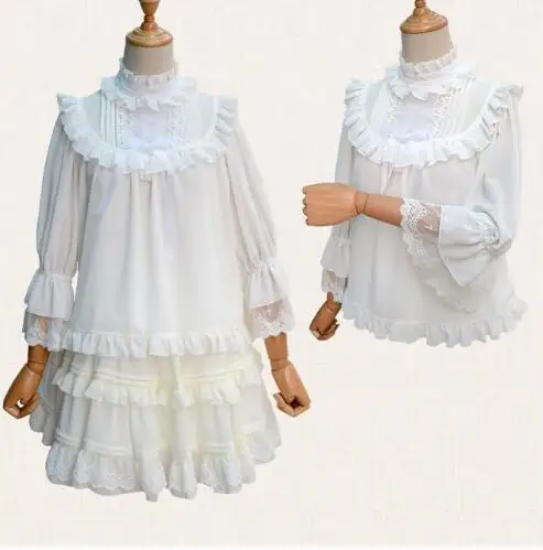 Женская блузка белая с оборками|blouse blouse|blouses chiffon blouseblouse white |