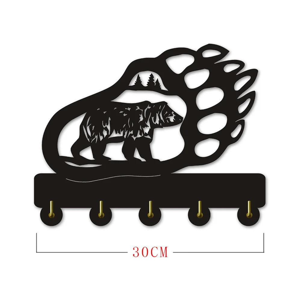 1 шт медведь животного тень силуэта настенные крючки Творческий Bear Paw стены Книги