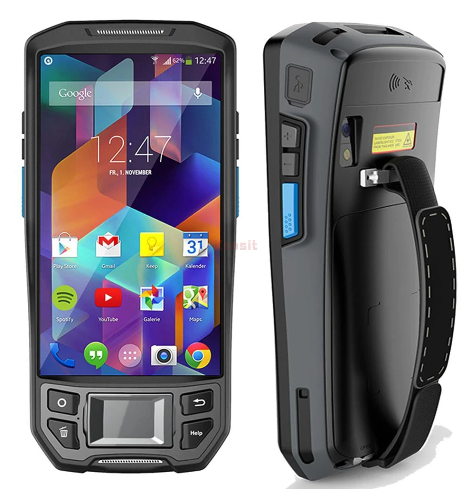 Считыватель отпечатков пальцев UHF RFID 1D/2D сканер штрих-кода Android 7,0 беспроводное портативное устройство терминал прочный водонепроницаемый GPS для телефона 4G