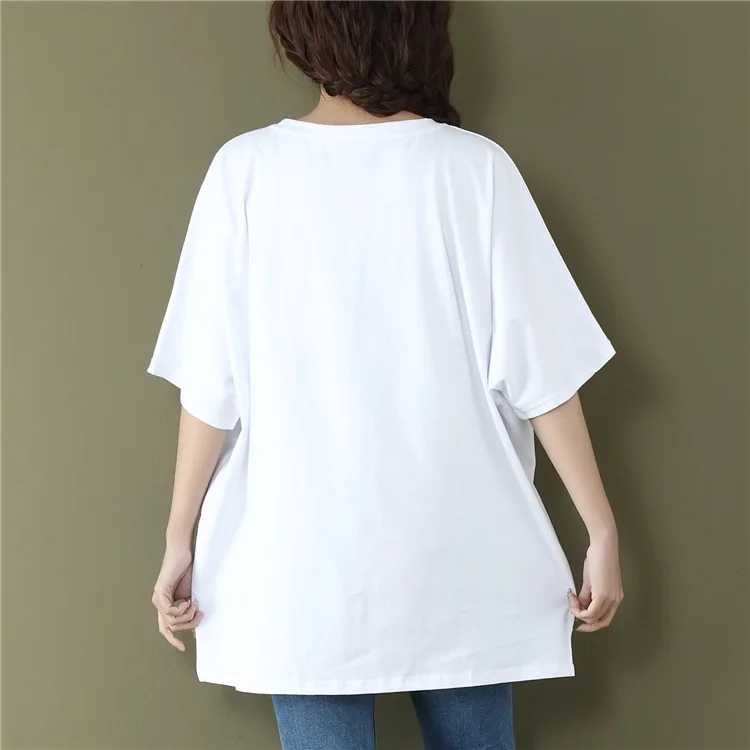 2019 Летняя женская футболка большого размера d Повседневная Свободная с круглым