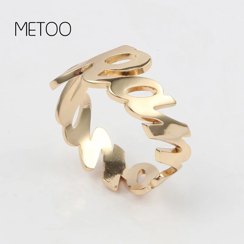 METOO серебряное кольцо с сердечком на заказ надписью кольца для женщин Persoonlijkheid