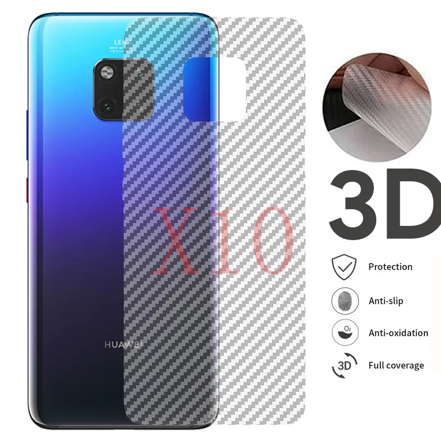 10 шт./лот 3D защита для задней панели из углеродного волокна Huawei Mate 20 Pro Lite 20X Honor 8X View