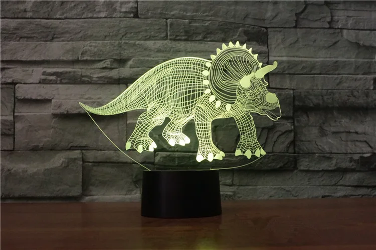 3D лампа ночник семь цветов Животные Многоцветный RGB лампа Рождественский Декор Детские Подарочные игрушки сенсорный пульт дистанционного управления настольная лампа - Испускаемый цвет: dinosaur