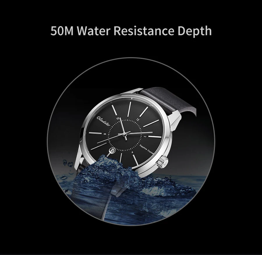 Gladster роскошные японские MIYOTA2115 модные кожаные часы водонепроницаемые спортивные наручные часы сапфировый кристаллический календарь Мужские кварцевые часы