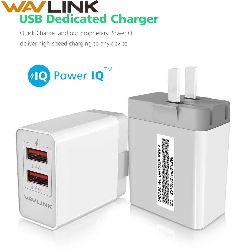 Wavlink 2 порта 24 Вт/4.8A USB настенное зарядное устройство настольная станция DC5V/2.4A
