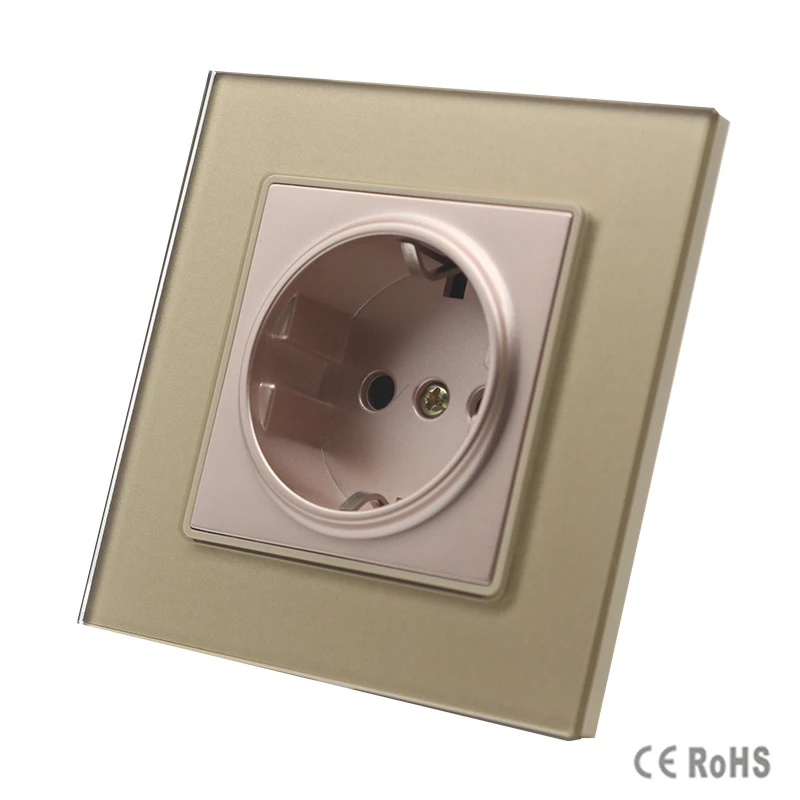 Mobu гнездо питания стандарта ЕС AC 110 ~ 250V 16A настенная розетка золотистая панель из