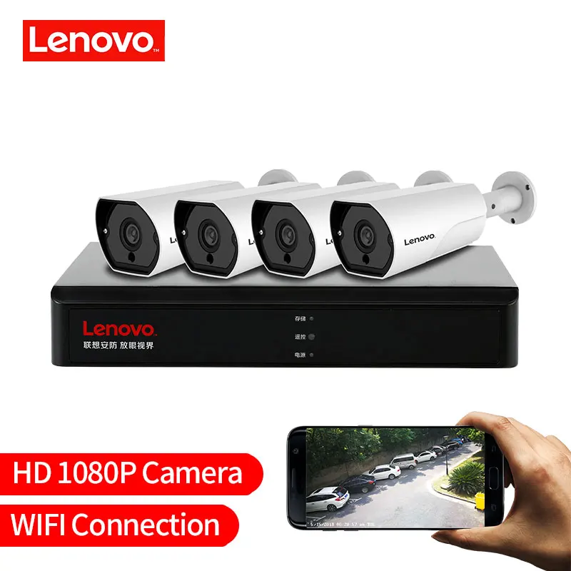 LENOVO 4CH 1080P POE NVR комплект 2.0MP HD камера видеонаблюдения системы безопасности аудио