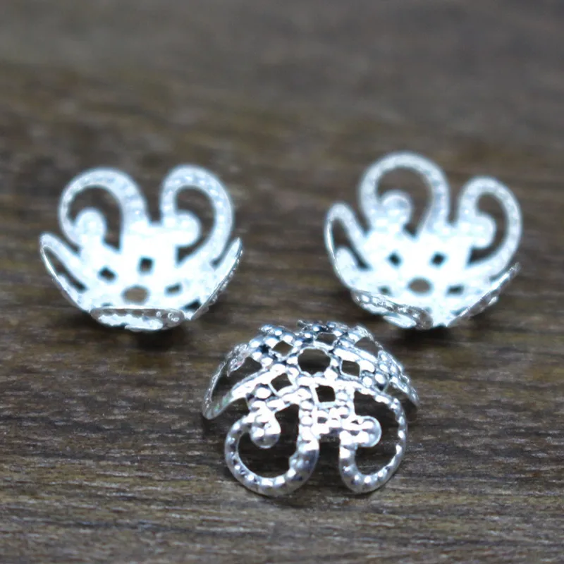 Оптовая продажа 200 шт. позолоченные/серебряные полые цветочные свободные