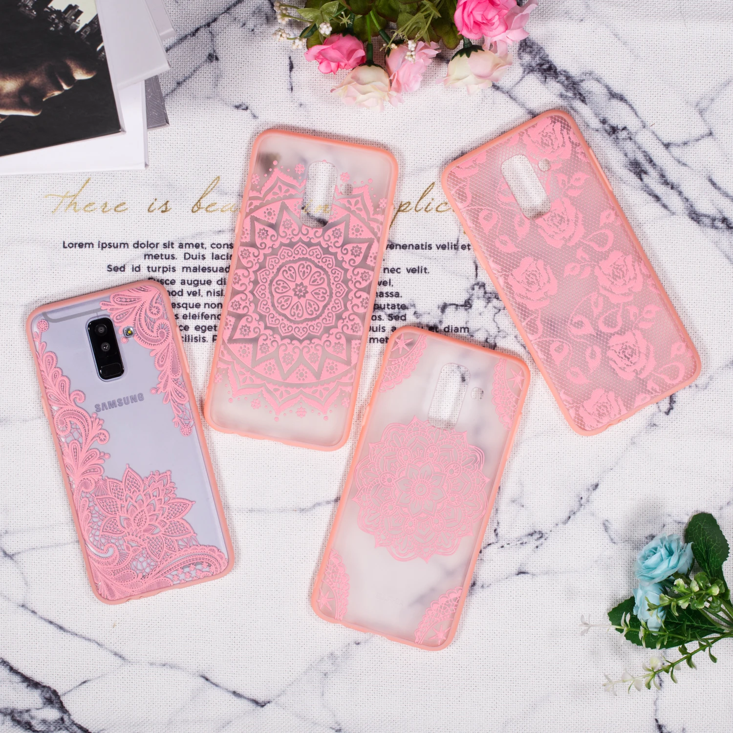 Для samsung Note 9 A720 A6 Plus A8 2018 Роскошный Ретро кружевной цветок Твердый корпус для