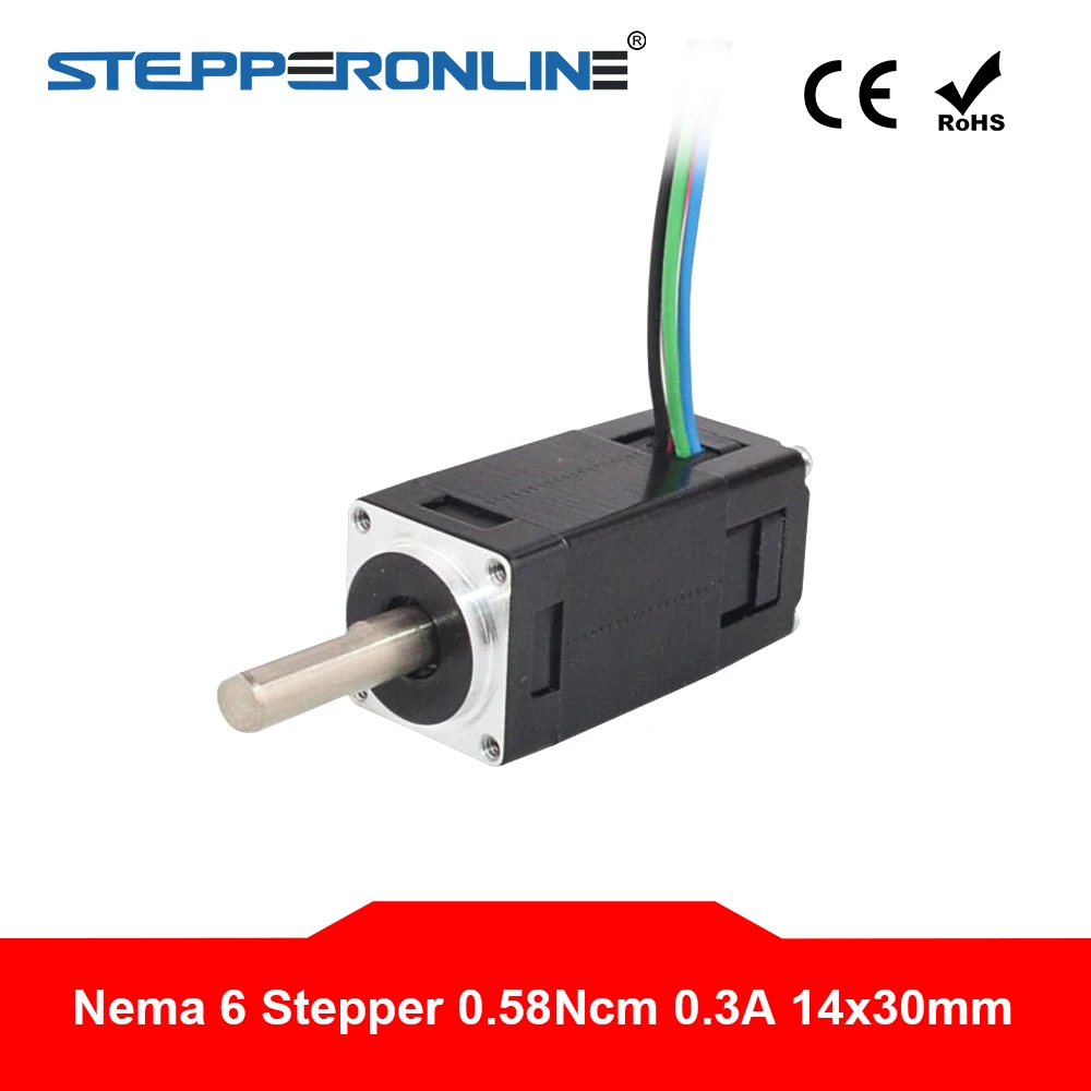 

NEW Nema 6 Stepper Motor Mini Step Motor Bipolar 14x14x30mm 1.8deg 0.58Ncm(0.82oz.in) 0.3A 4-lead for CNC 3D Printer