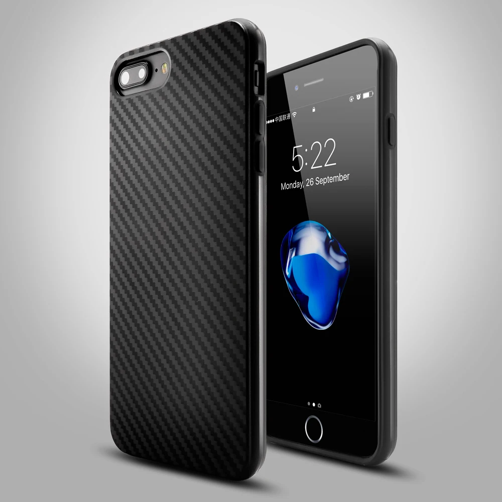 Roybens Black Case For iPhone 6S Business Vintage Soft Silicon 6 Plus Carbon Fiber Slim Mat TPU Rubber Cover |