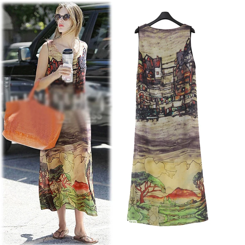 Богемное шифоновое платье в европейском стиле лето 2020 большие размеры без