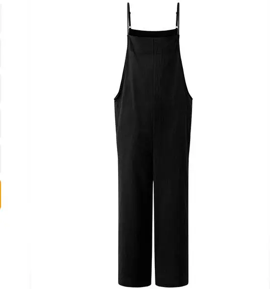 2018 Women Solid Brief Cotton Dungaree Overalls Casual Loose Vintage Bib Romper Suspender Wide Leg Long Pants Pockets Jumpsuit | Женская