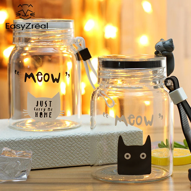 Большой калибр мультяшная зернистая веревка прозрачный стеклянный чайник 320 мл