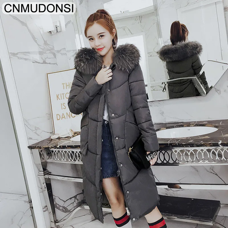 Winter Women Thicker Jacket 2018 Fashion Large Size Outerwear Hooded Fur Collar Female Down Cotton Coat Medium Long Warm Parkas | Женская