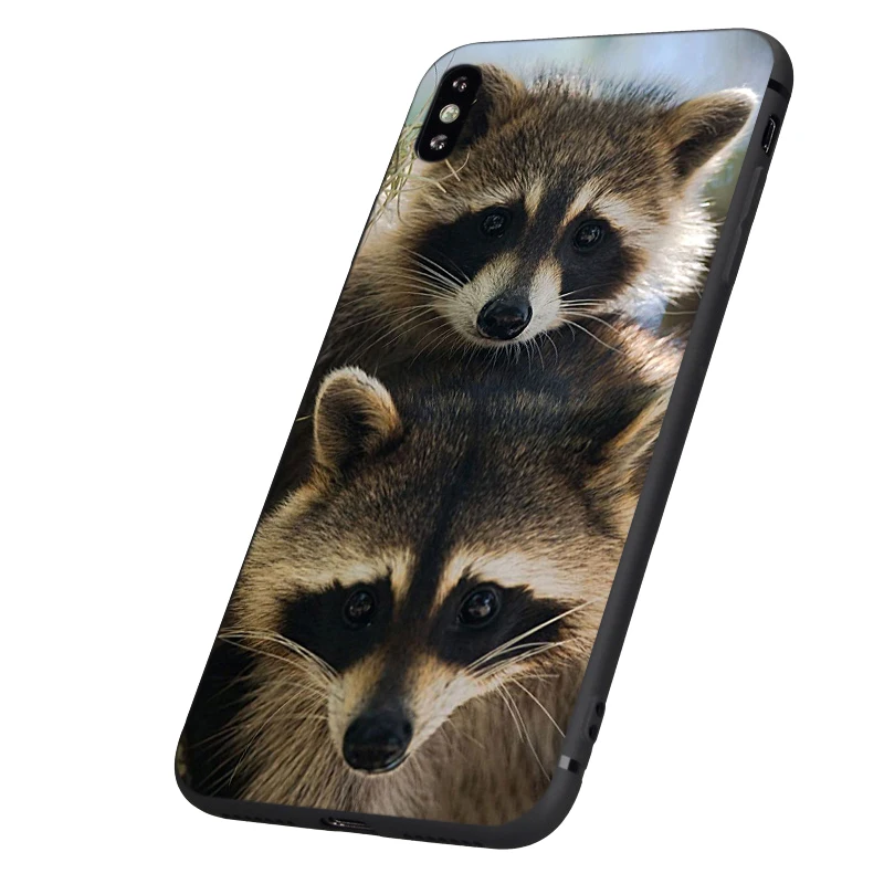 Черный чехол из ТПУ для iphone 5 5s se 6 6s 7 8 plus x 10 XR XS 11 pro MAX Модный с изображением енота