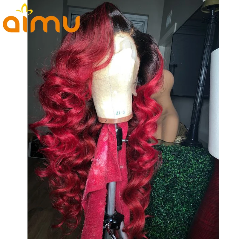 Цветные парики из красного кружева Натуральные Рыжие волосы для черных женщин 180%