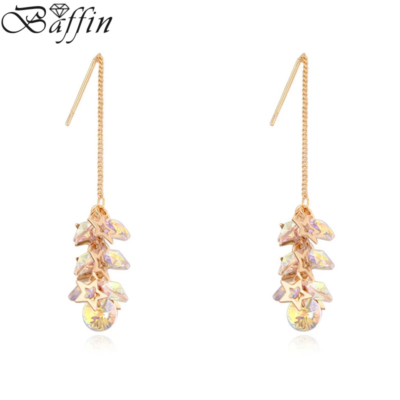 100% Оригинальные Кристаллы из австрийских элементов длинные серьги-цепочки 2017