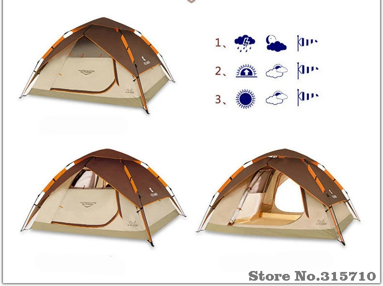 Полностью автоматическая оксфордская УФ утолщенная тканевая палатка для кемпинга, наружный тент для путешествий, семейная быстрооткрытая двухслойная Пляжная палатка