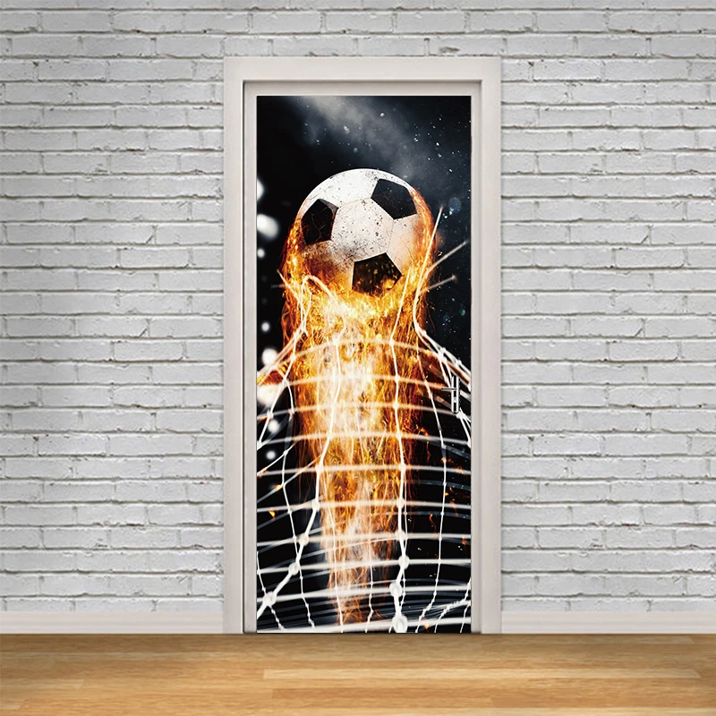 Огонь Футбол через стены наклейки для детской комнаты декорация Переводные