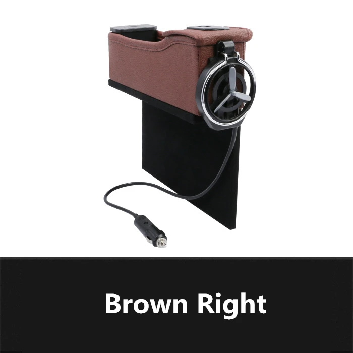 

Car USB Chargable Storage Organizer Box Leather Bag Right Side Seat Gap Car Multi-functional Folder Cup Holder Drink Holder