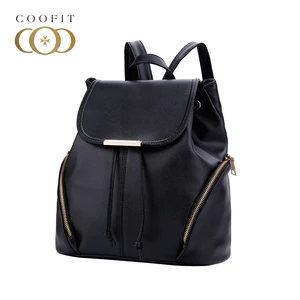 Рюкзак Coofit на молнии для женщин и девушек, дизайнерский кожаный ранец с клапаном, школьный дорожный портфель на шнурке, 2019