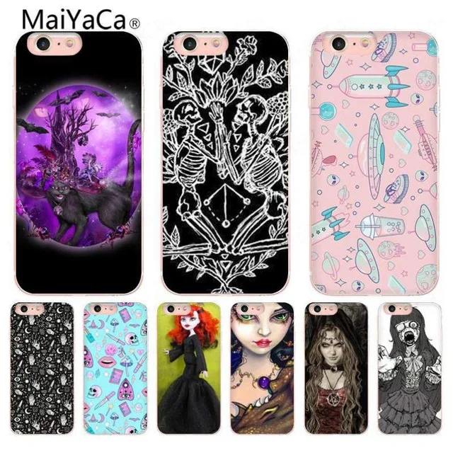 MaiYaCa Girly Pastel Witch Goth для iPhone 4 SE 5C 5S 5 6S 7 8 Plus X XR XS MAX чехлы телефонов прозрачные мягкие