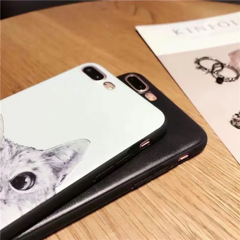 Boucho for iphone 5 SE 5s 6 6s 7 8 plus cases luxury cute cat relief phone case cover For iPhone X 6plus 7plus fundas coque |