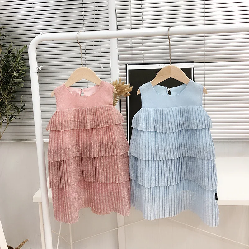 Baby Girl Chiffon Dress Fashion New Children's Girls Sleeveless Party Dresses Kids for 2 3 4 5 6 Years | Детская одежда и