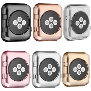Новинка, 6 цветов, позолоченный Мягкий силиконовый чехол для Apple Watch серии 1, 2, 3, чехол с полной защитой корпуса, 42 мм, 38 мм