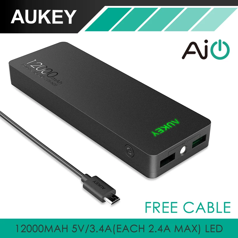 Aukey 12000 мАч портативный зарядное устройство внешний аккумулятор с AIPower технологий